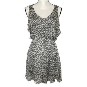 Y2K Hy & Dot 100% Silk Animal Print Lightweight Mini Dress Cutout Back Size XS